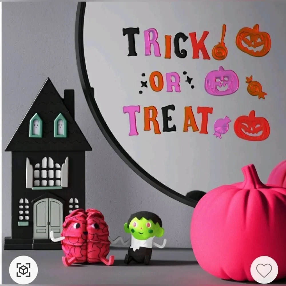 Neon Pink Plastic Halloween Flocked Decor Pumpkin from Hyde & EEK! Boutique